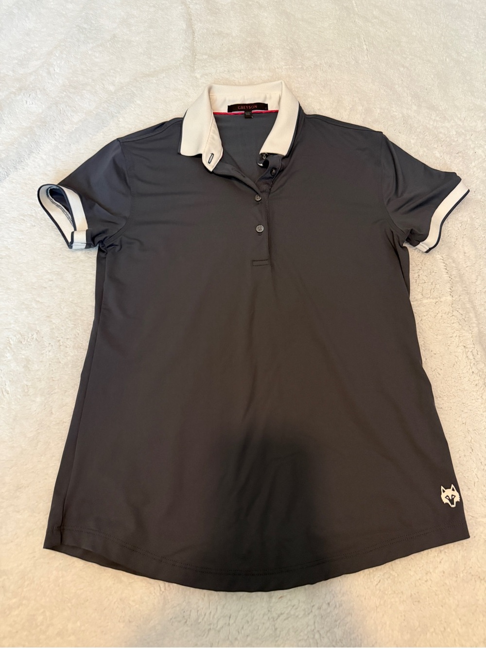 Greyson Charcoal Polo Top with White Collar